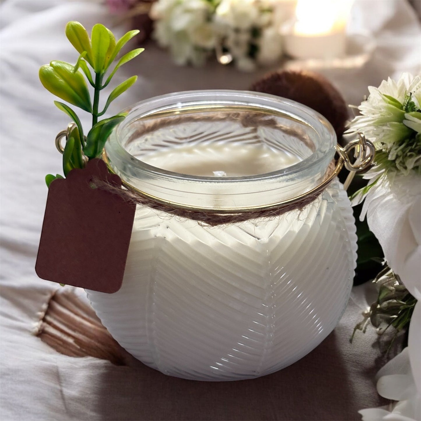 Elegant Soy Wax Candle with Gold Handle