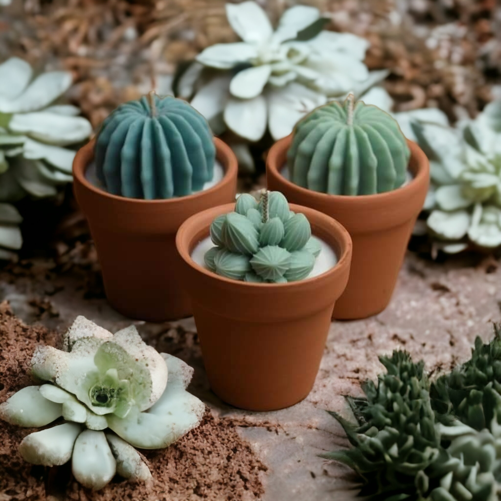 Succulent Soy Candle In Flower Pot