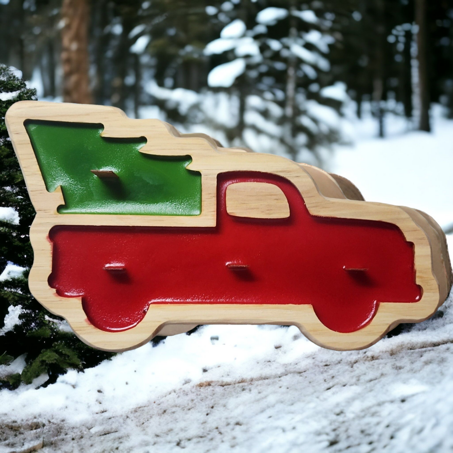 Wooden Holiday Truck Soy Wax Candle (Red)