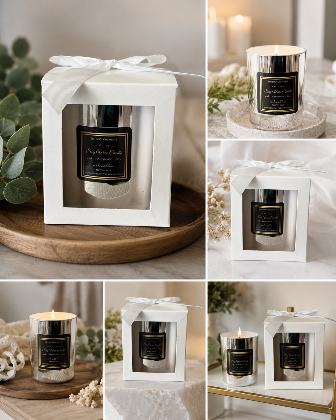 Luxury Silver Candle Gift Set | Soy Wax Scented Candle in Glass Jar | Modern Home Decor | Elegant Candle Gift Box | Minimalist Candle
