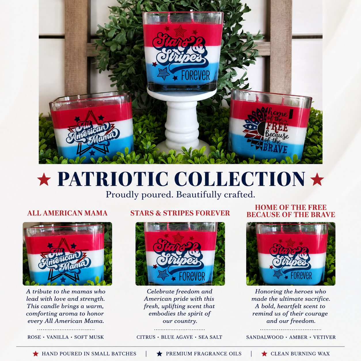 Patriotic Collection Candle Set | Hand-Poured Americana Candles