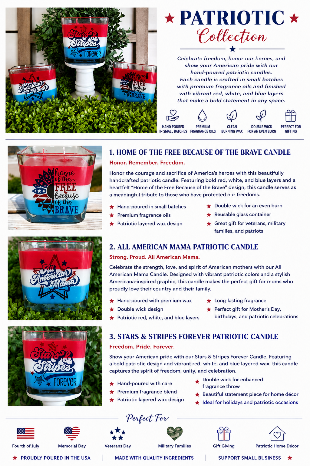 Patriotic Collection Candle Set | Hand-Poured Americana Candles