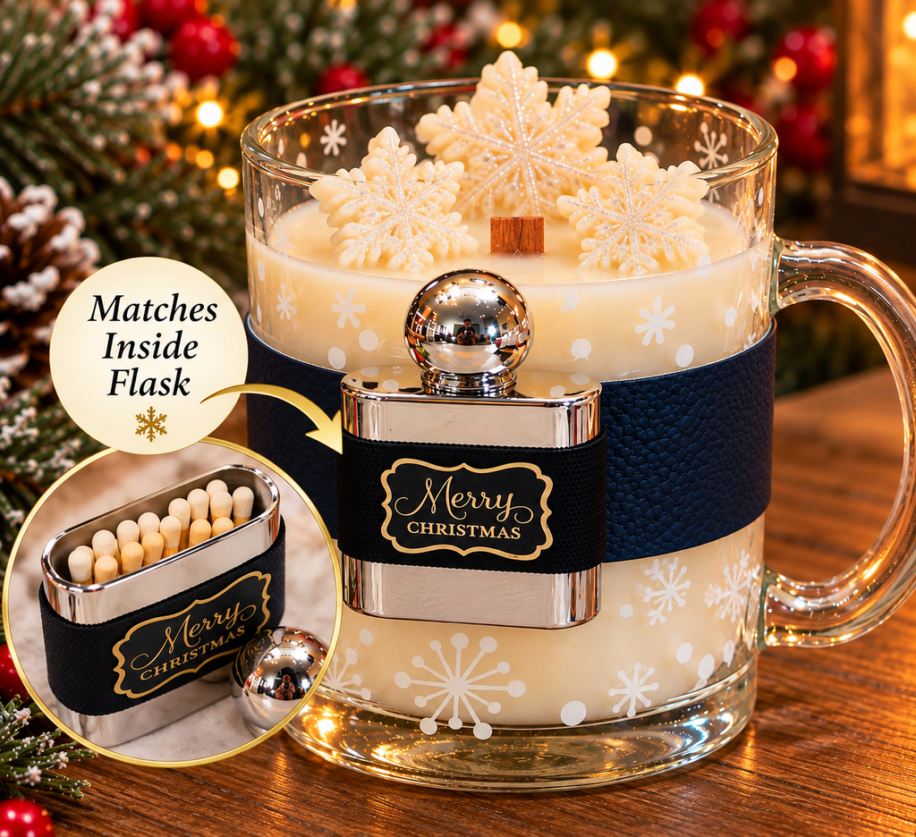Christmas Flask Soy Wax Candle In Giftbag