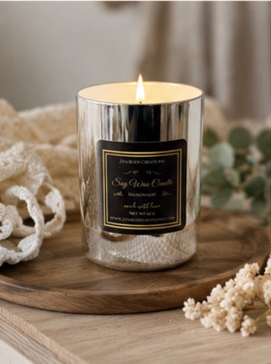 Luxury Silver Candle Gift Set | Soy Wax Scented Candle in Glass Jar | Modern Home Decor | Elegant Candle Gift Box | Minimalist Candle
