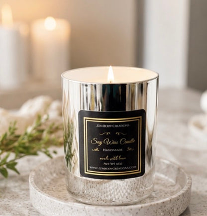 Luxury Silver Candle Gift Set | Soy Wax Scented Candle in Glass Jar | Modern Home Decor | Elegant Candle Gift Box | Minimalist Candle