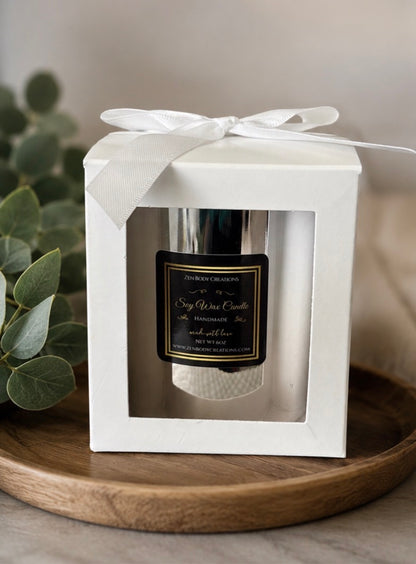 Luxury Silver Candle Gift Set | Soy Wax Scented Candle in Glass Jar | Modern Home Decor | Elegant Candle Gift Box | Minimalist Candle