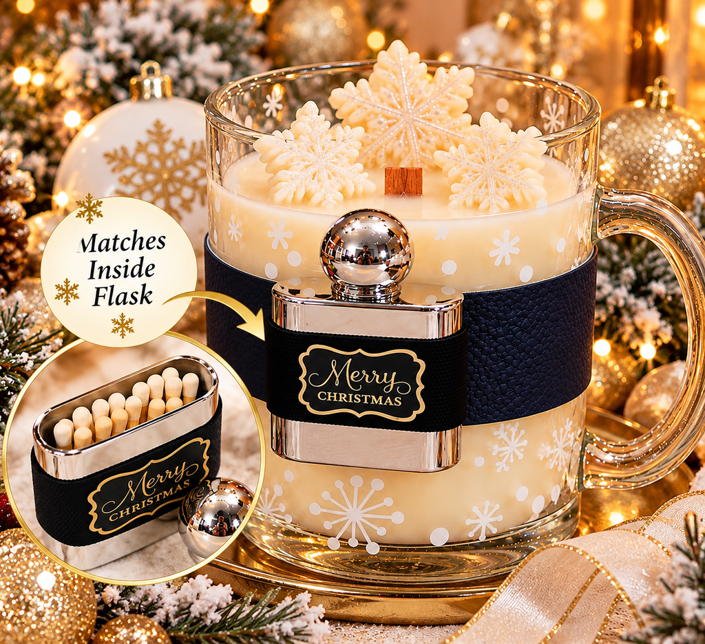Christmas Flask Soy Wax Candle In Giftbag