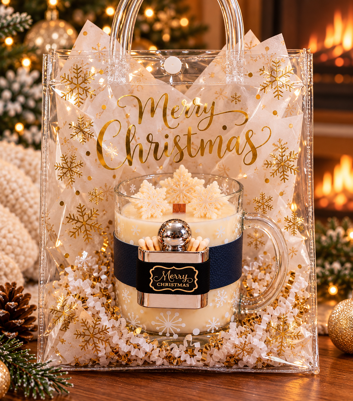 Christmas Flask Soy Wax Candle In Giftbag