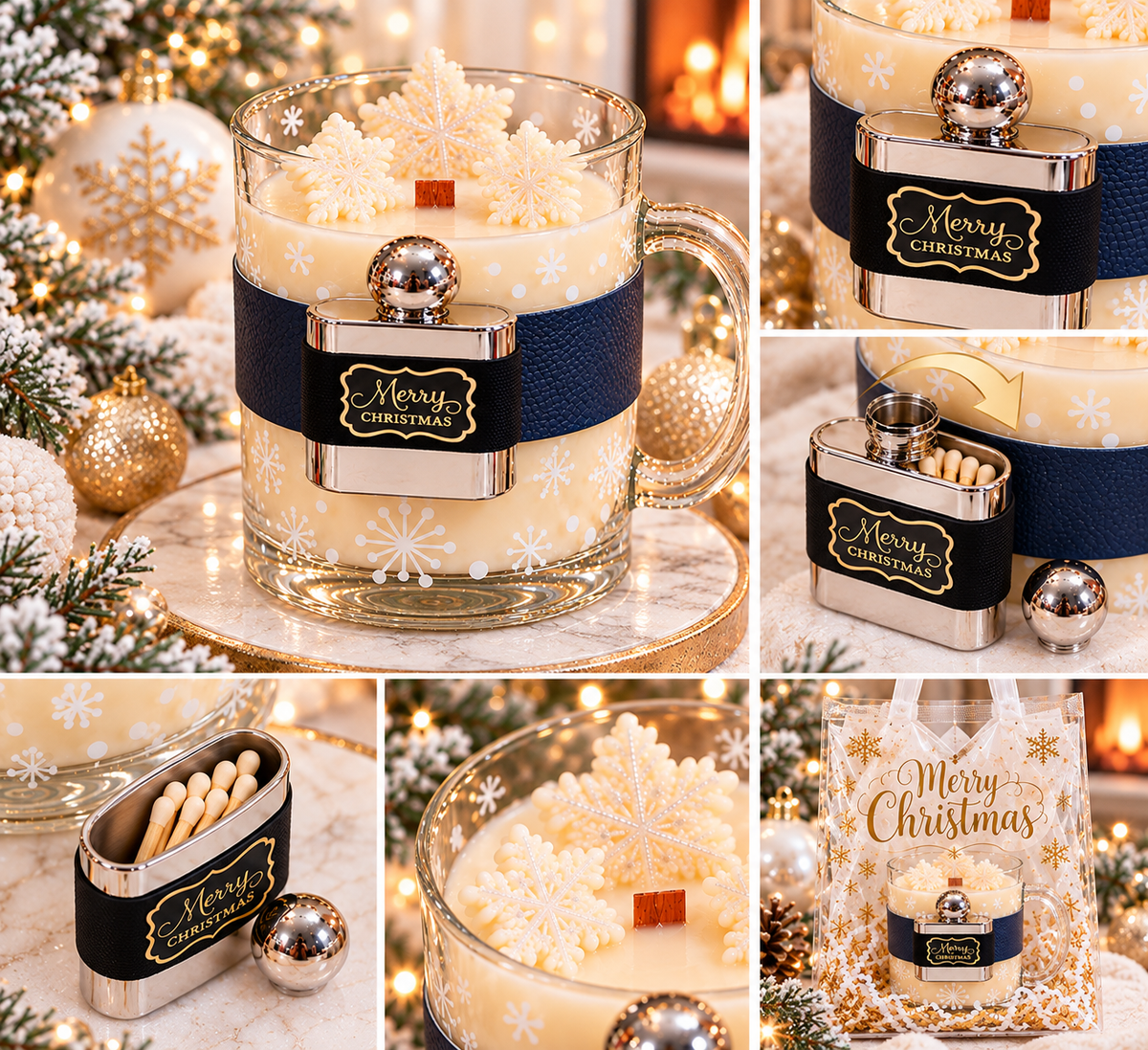 Christmas Flask Soy Wax Candle In Giftbag