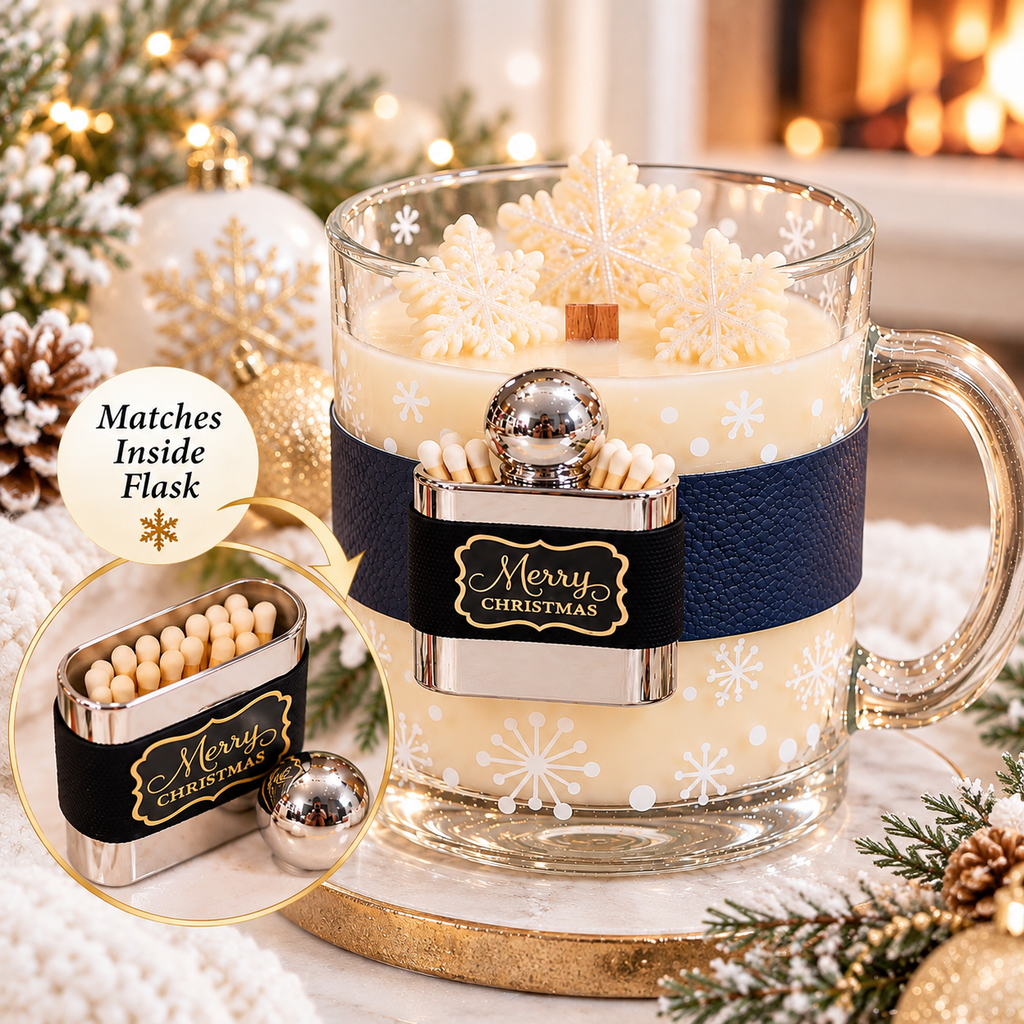 Christmas Flask Soy Wax Candle In Giftbag