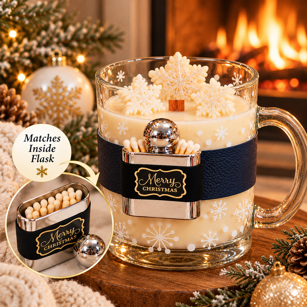Christmas Flask Soy Wax Candle In Giftbag