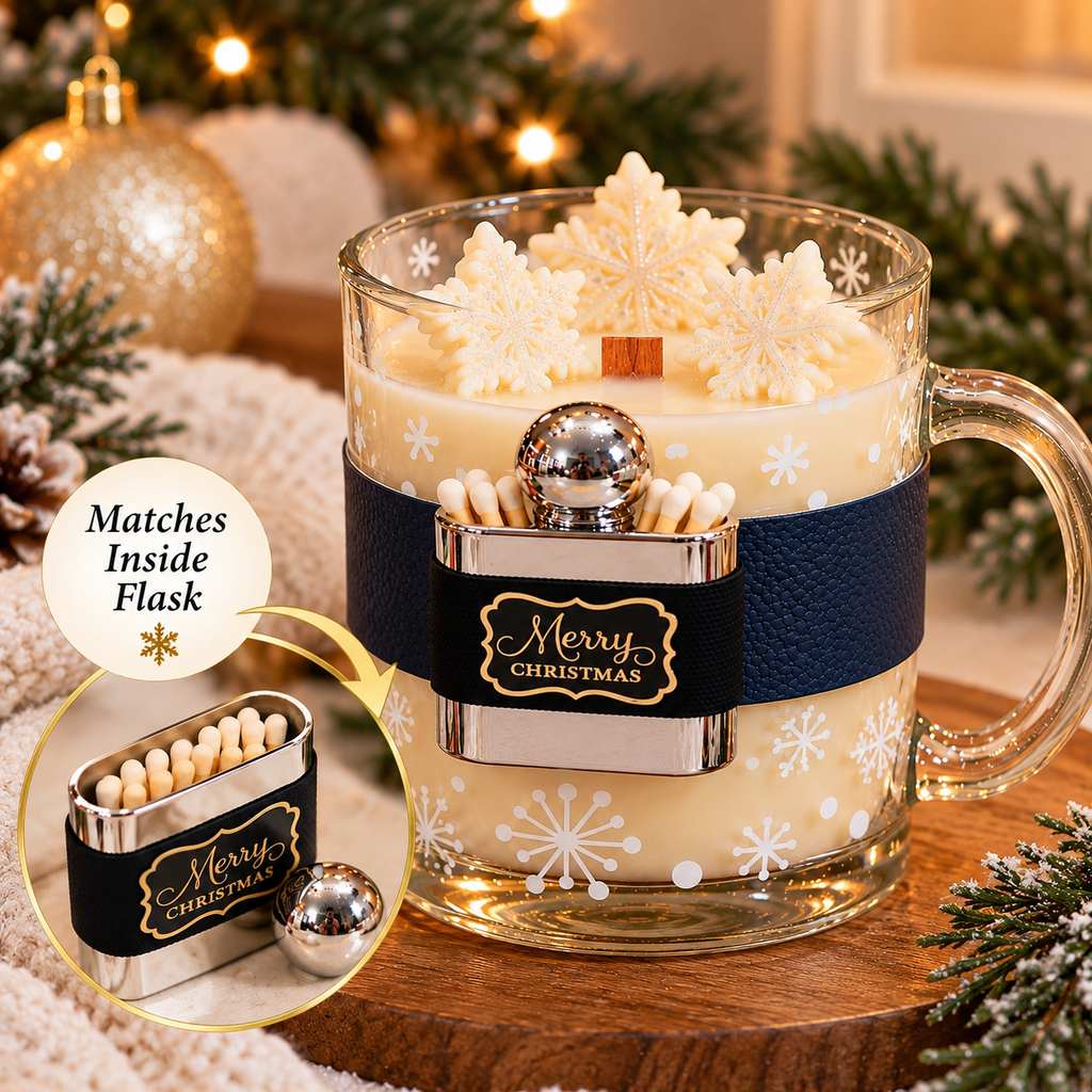 Christmas Flask Soy Wax Candle In Giftbag