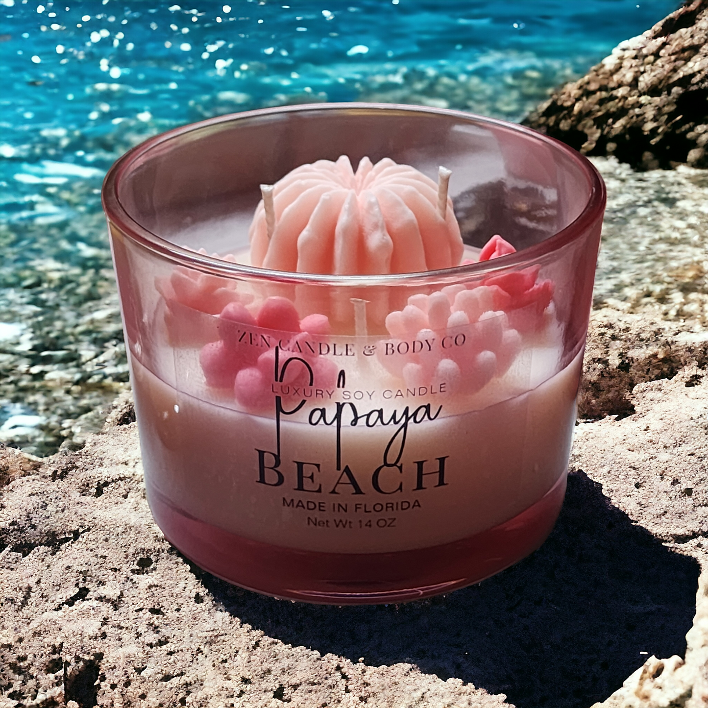Succulent Scented Soy Wax Candle (Pink)