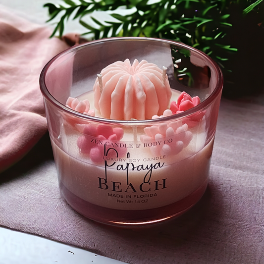 Succulent Scented Soy Wax Candle (Pink)