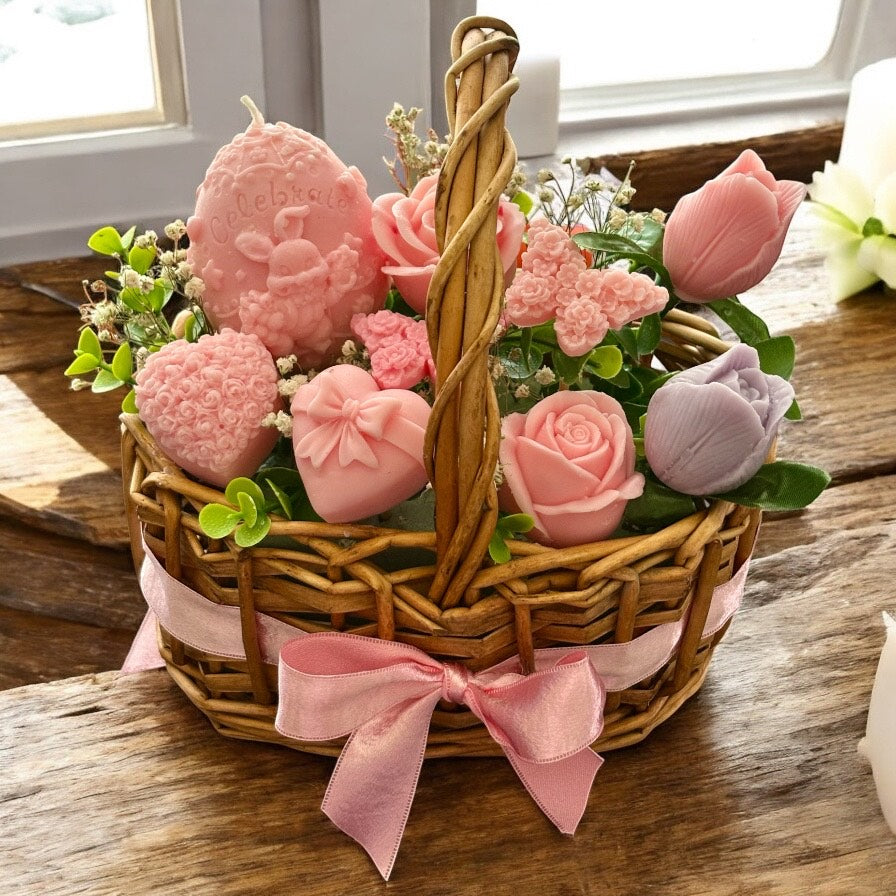 Bouquet Soy Wax Candles/Wax Melts In Gift Basket