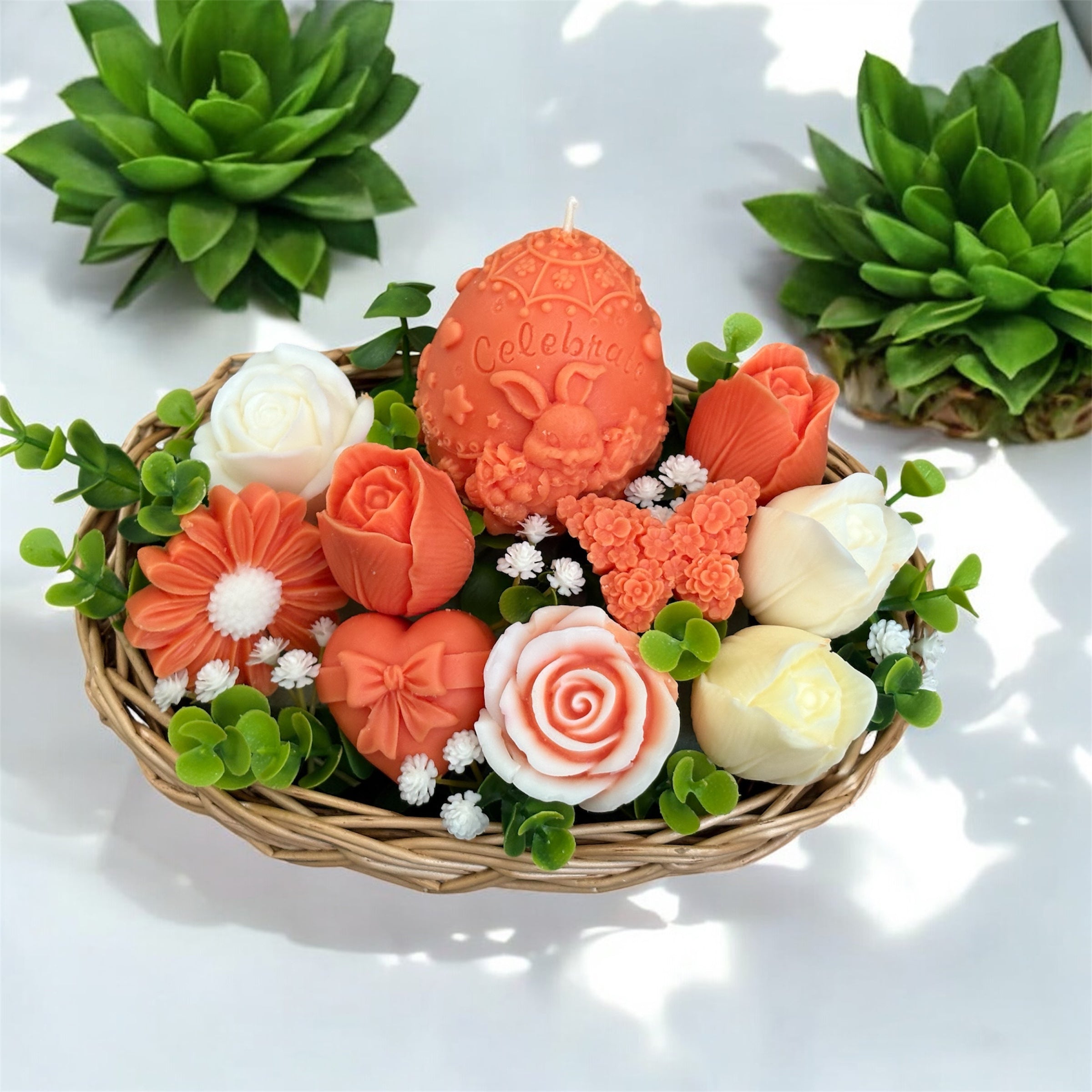 Bouquet Soy Wax Candles/Wax Melts In Gift Basket