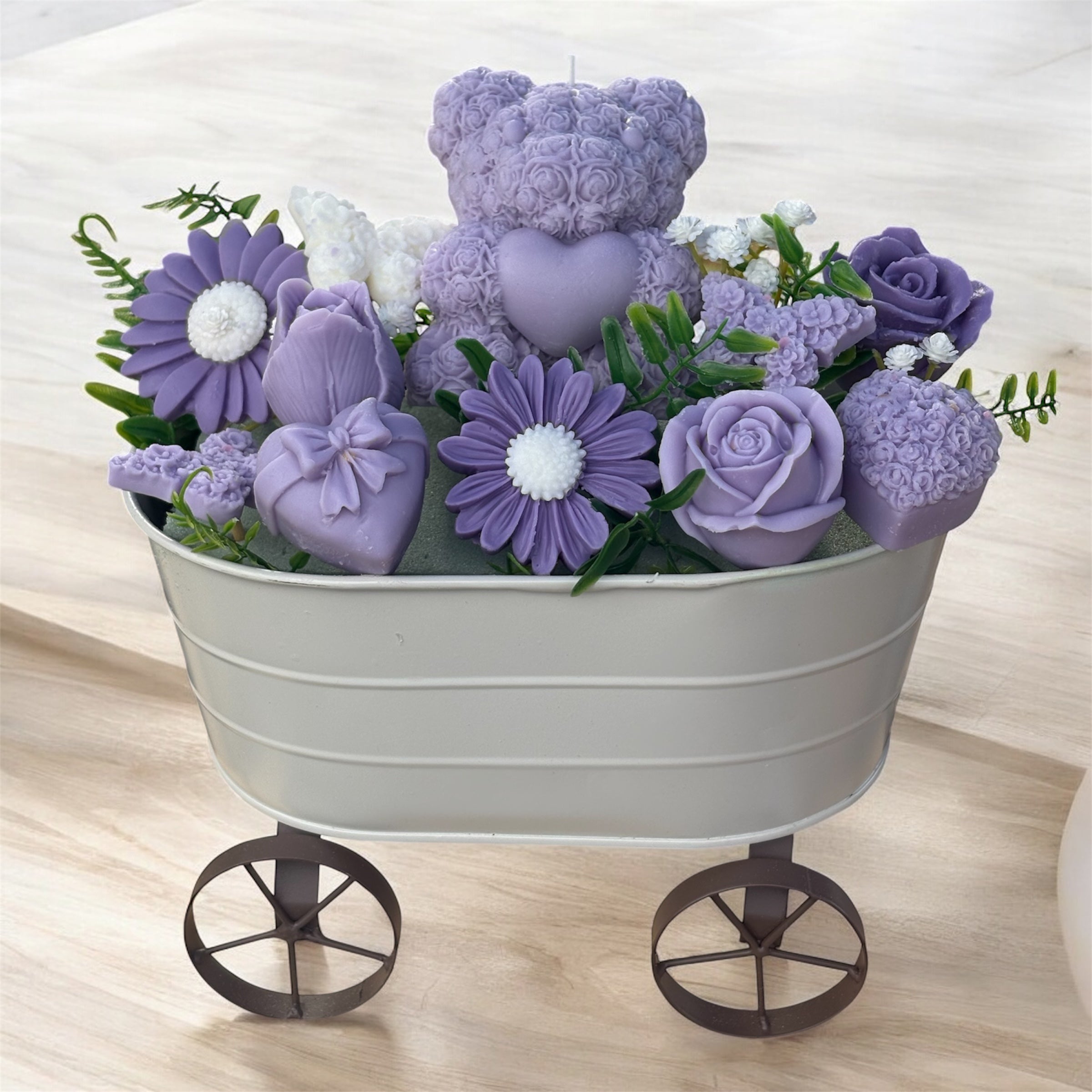 Bouquet Soy Wax Candles/Wax Melts In wagon Basket
