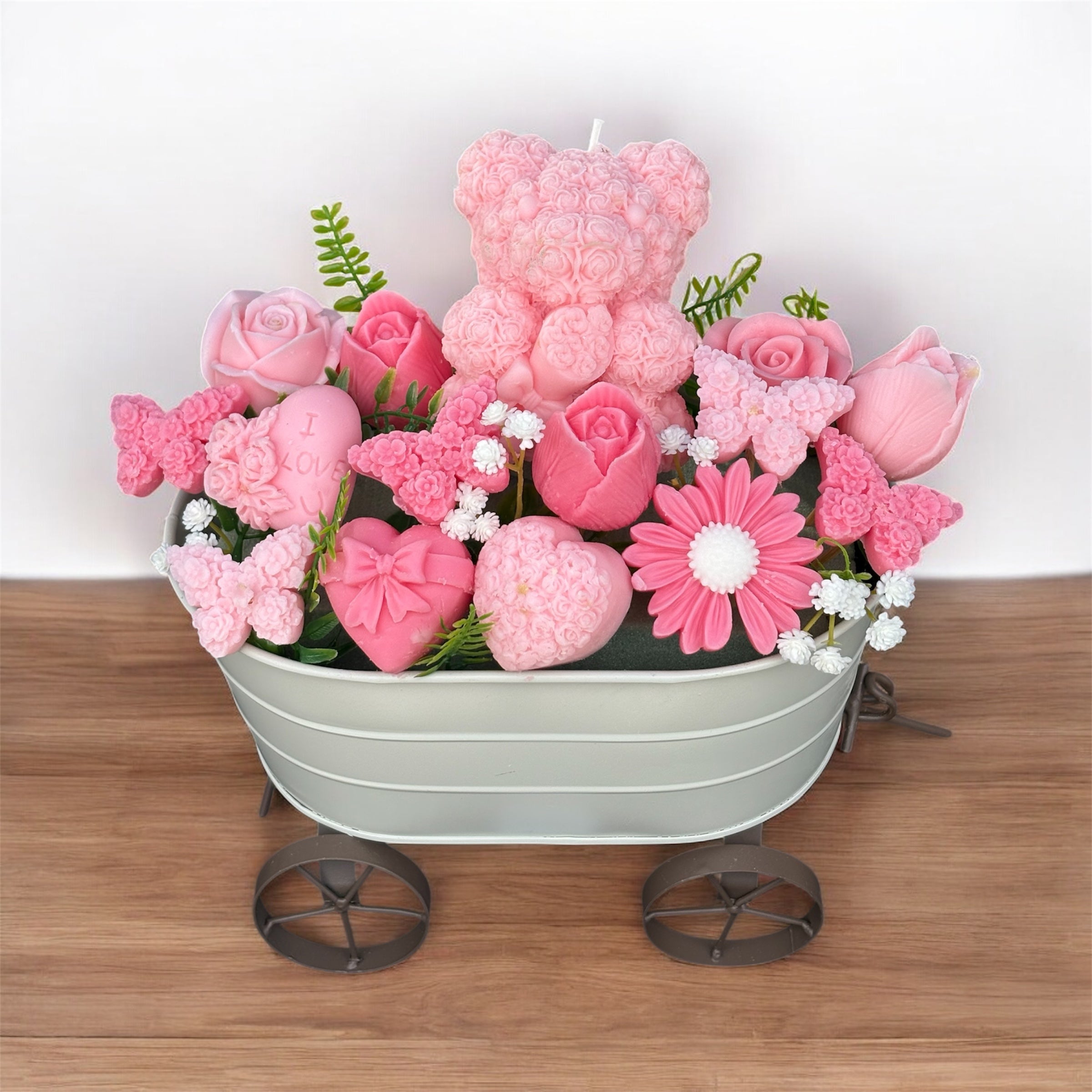 Bouquet Soy Wax Candles/Wax Melts In wagon Basket