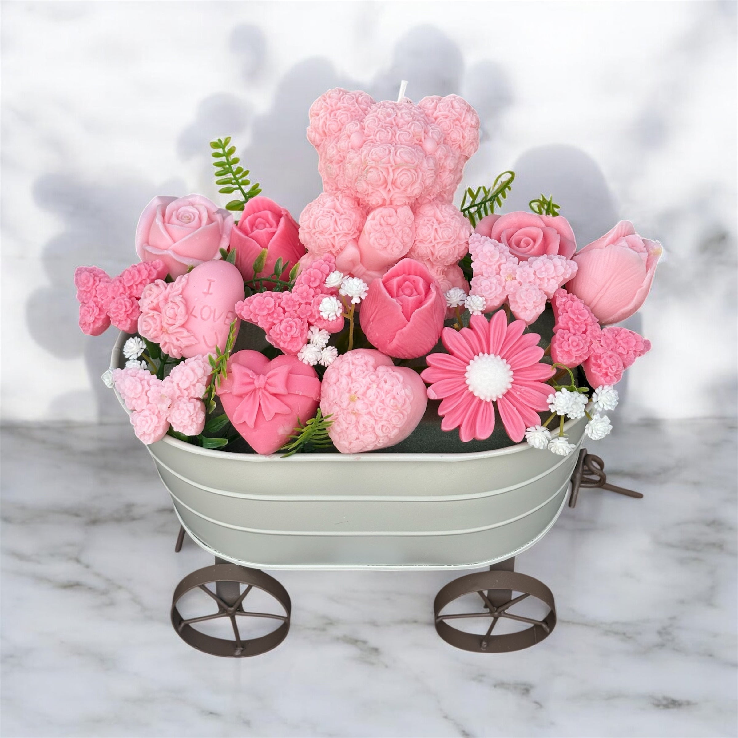 Bouquet Soy Wax Candles/Wax Melts In wagon Basket