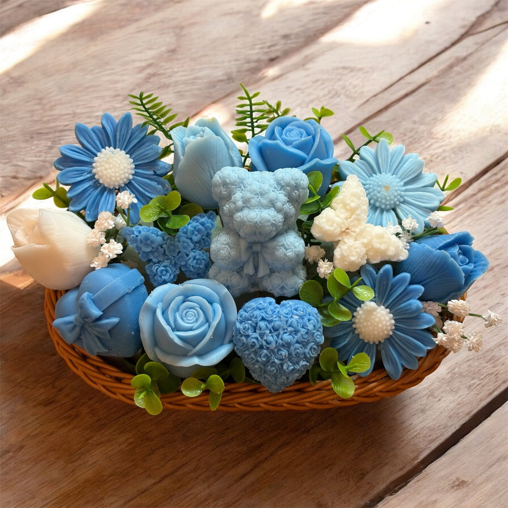 Bouquet Soy Wax Candles/Wax Melts In willow basket