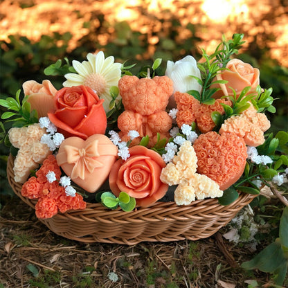 Bouquet Soy Wax Candles/Wax Melts In willow basket