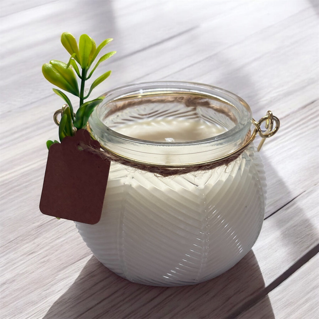 Elegant Soy Wax Candle with Gold Handle