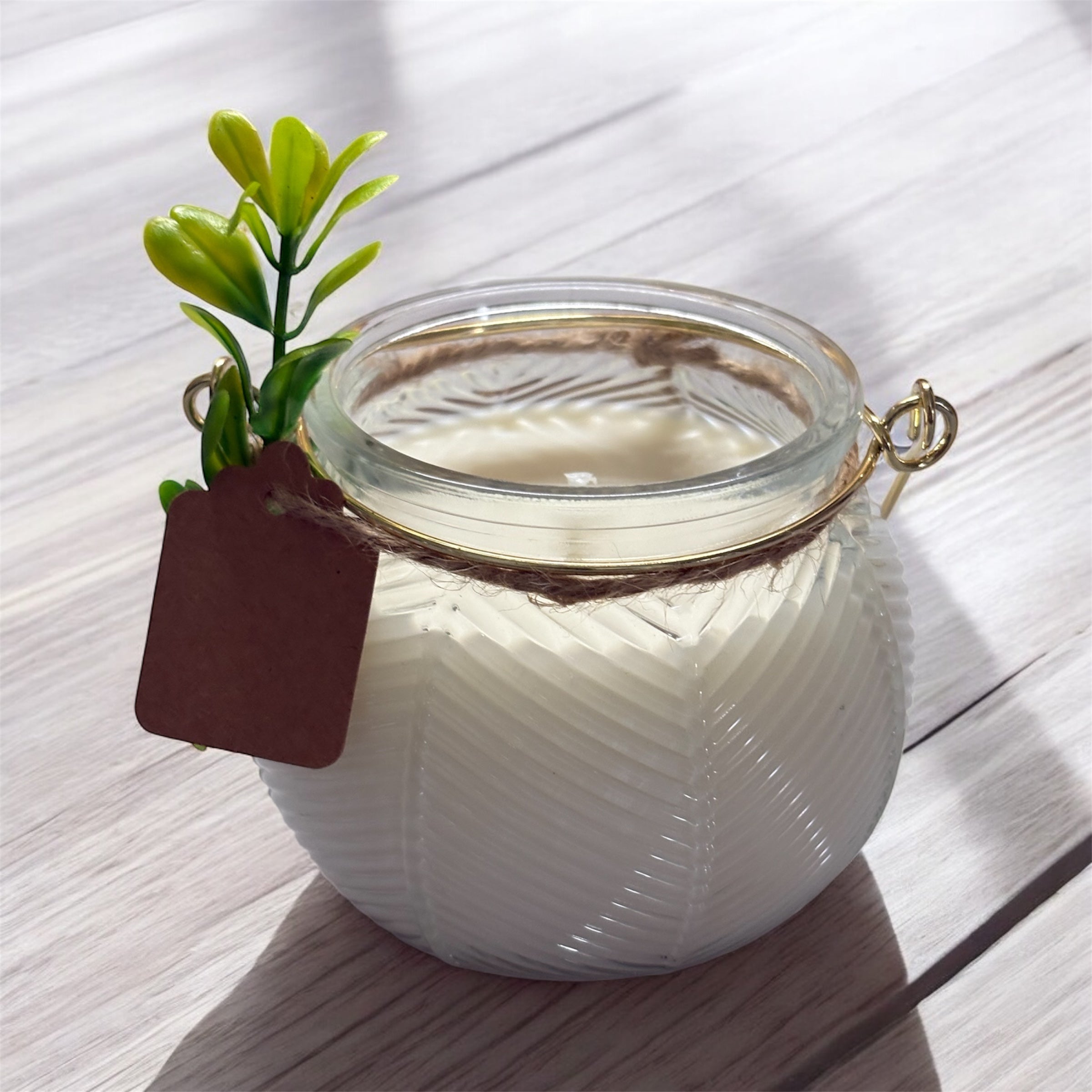 Elegant Soy Wax Candle with Gold Handle