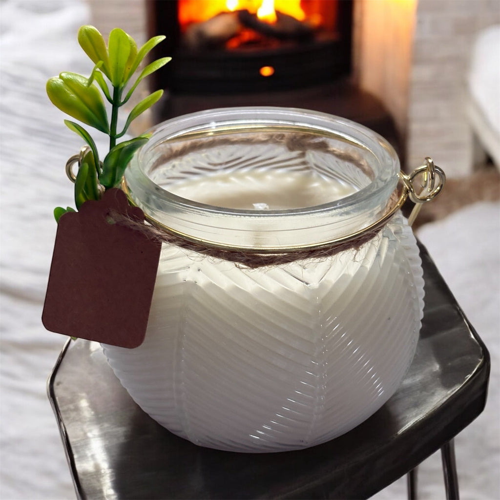 Elegant Soy Wax Candle with Gold Handle