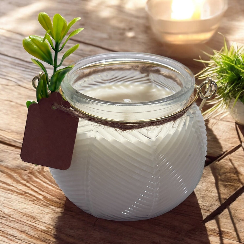 Elegant Soy Wax Candle with Gold Handle