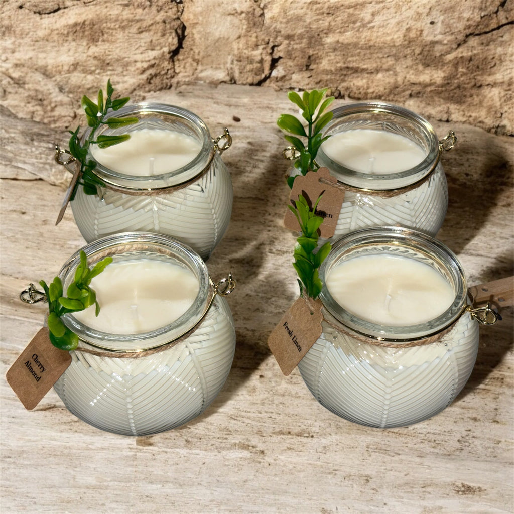 Elegant Soy Wax Candle with Gold Handle