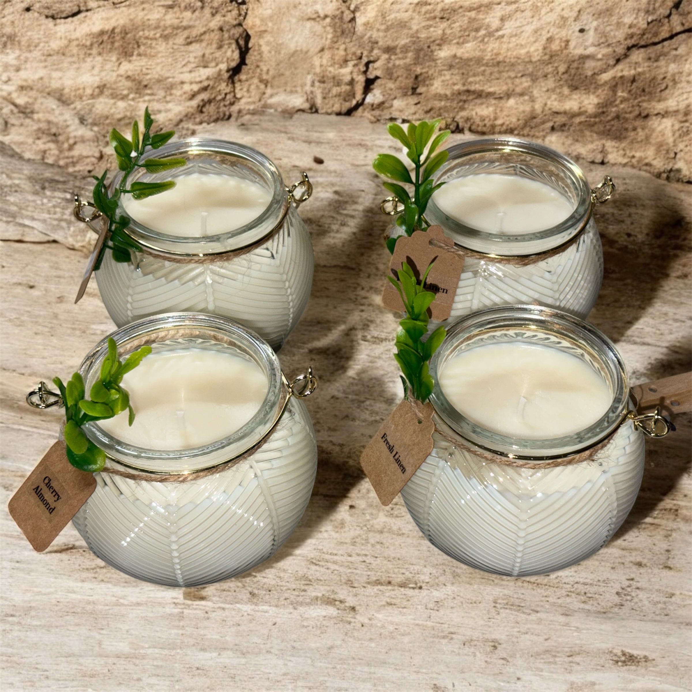 Elegant Soy Wax Candle with Gold Handle