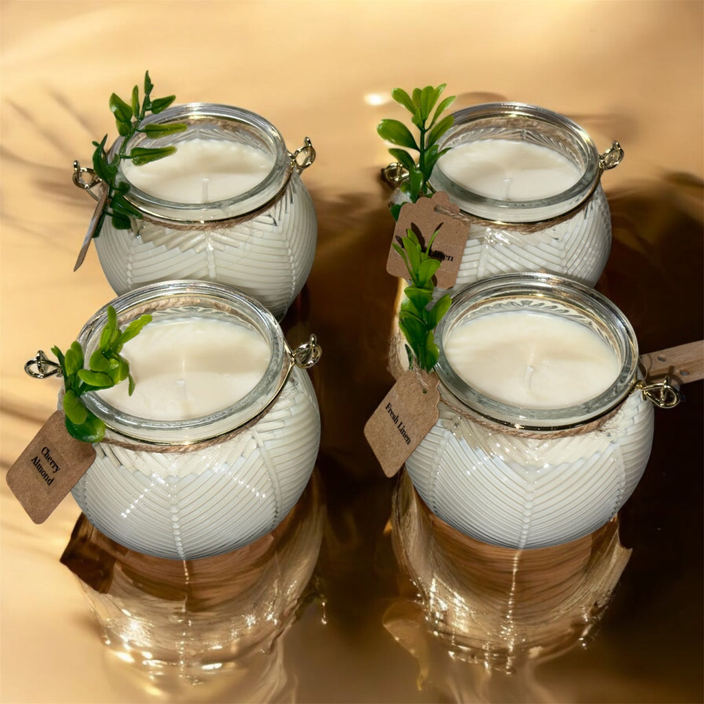 Elegant Soy Wax Candle with Gold Handle