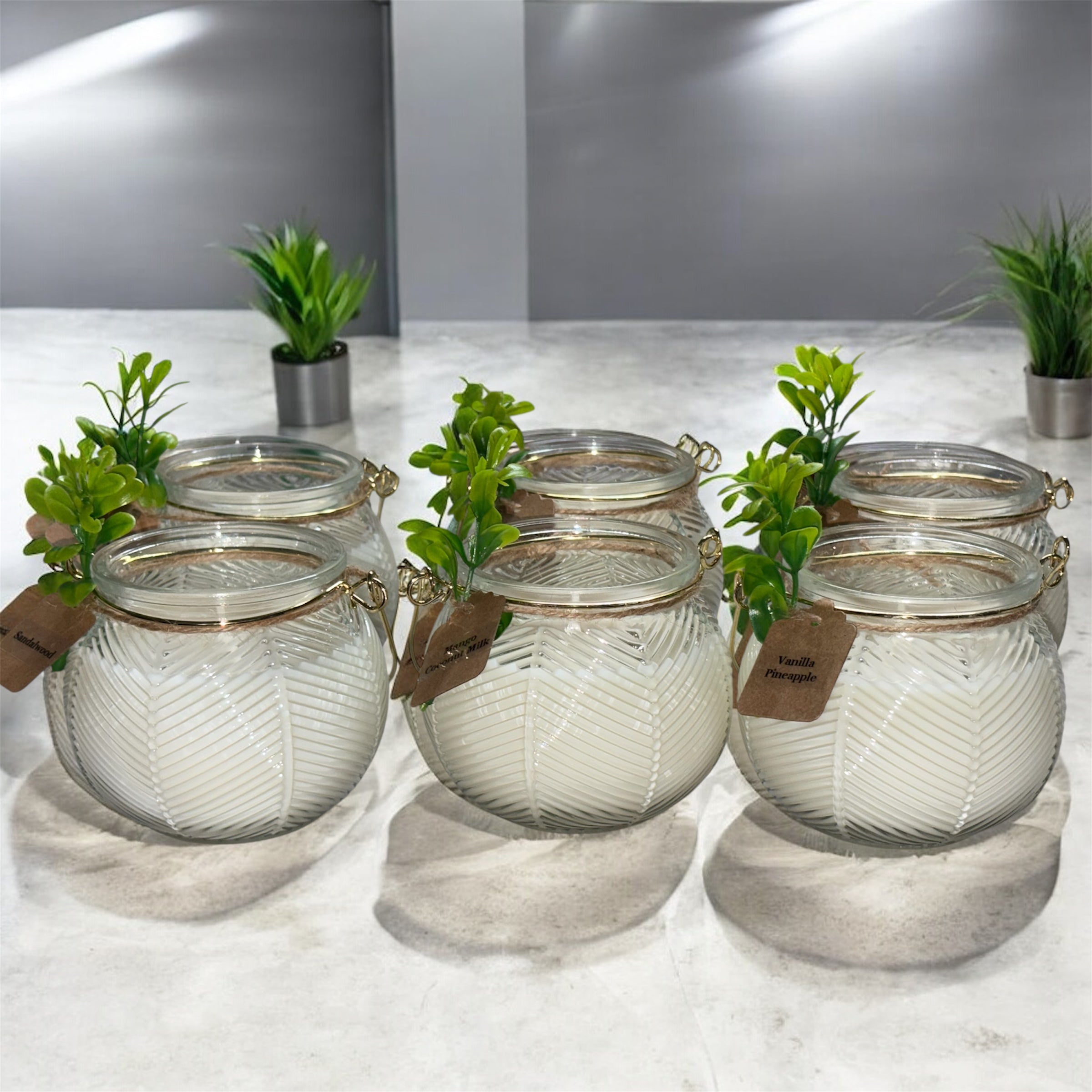 Elegant Soy Wax Candle with Gold Handle