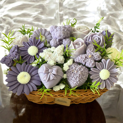 Bouquet Soy Wax Candles/Wax Melts In willow basket