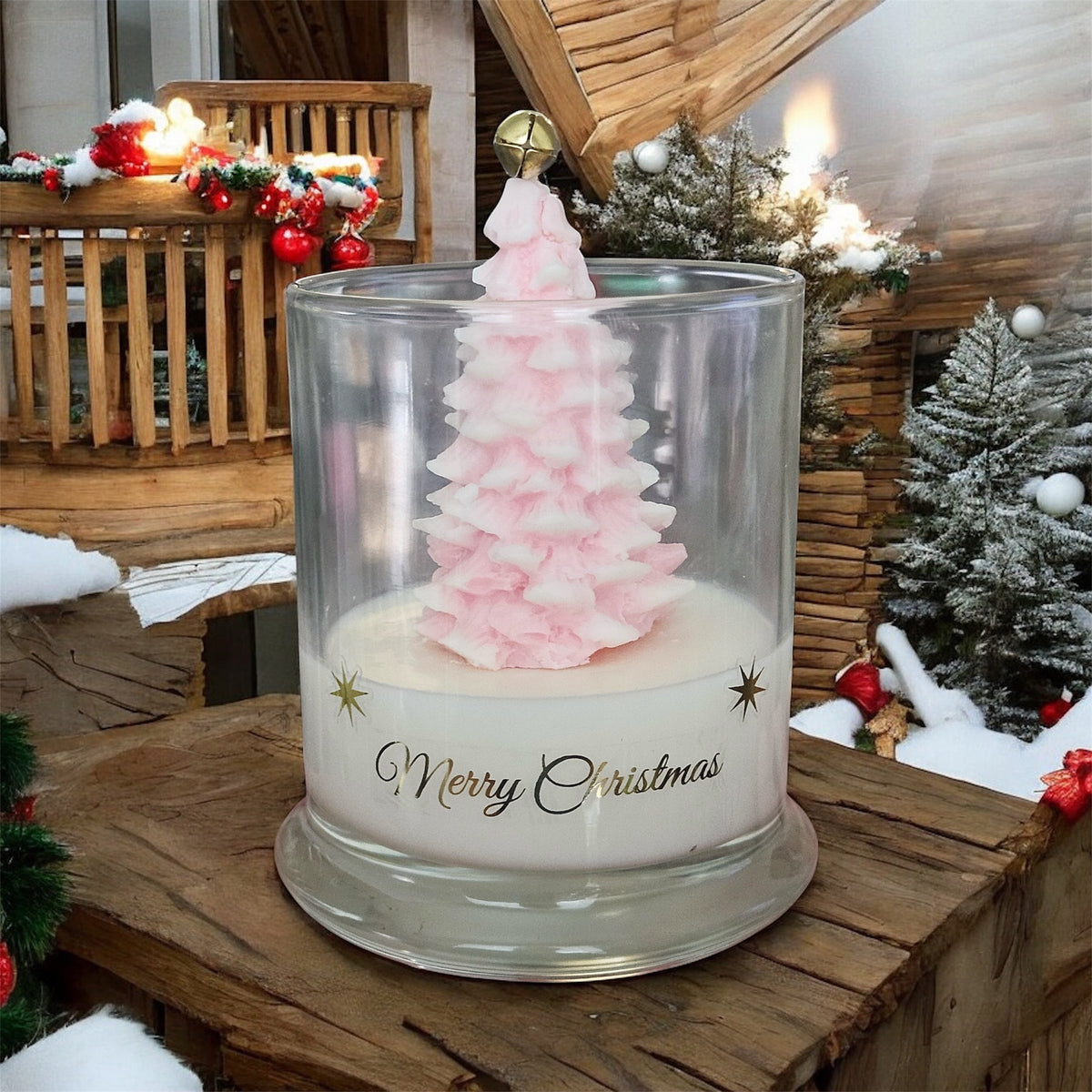 Christmas Tree Soy Candle (Pink)