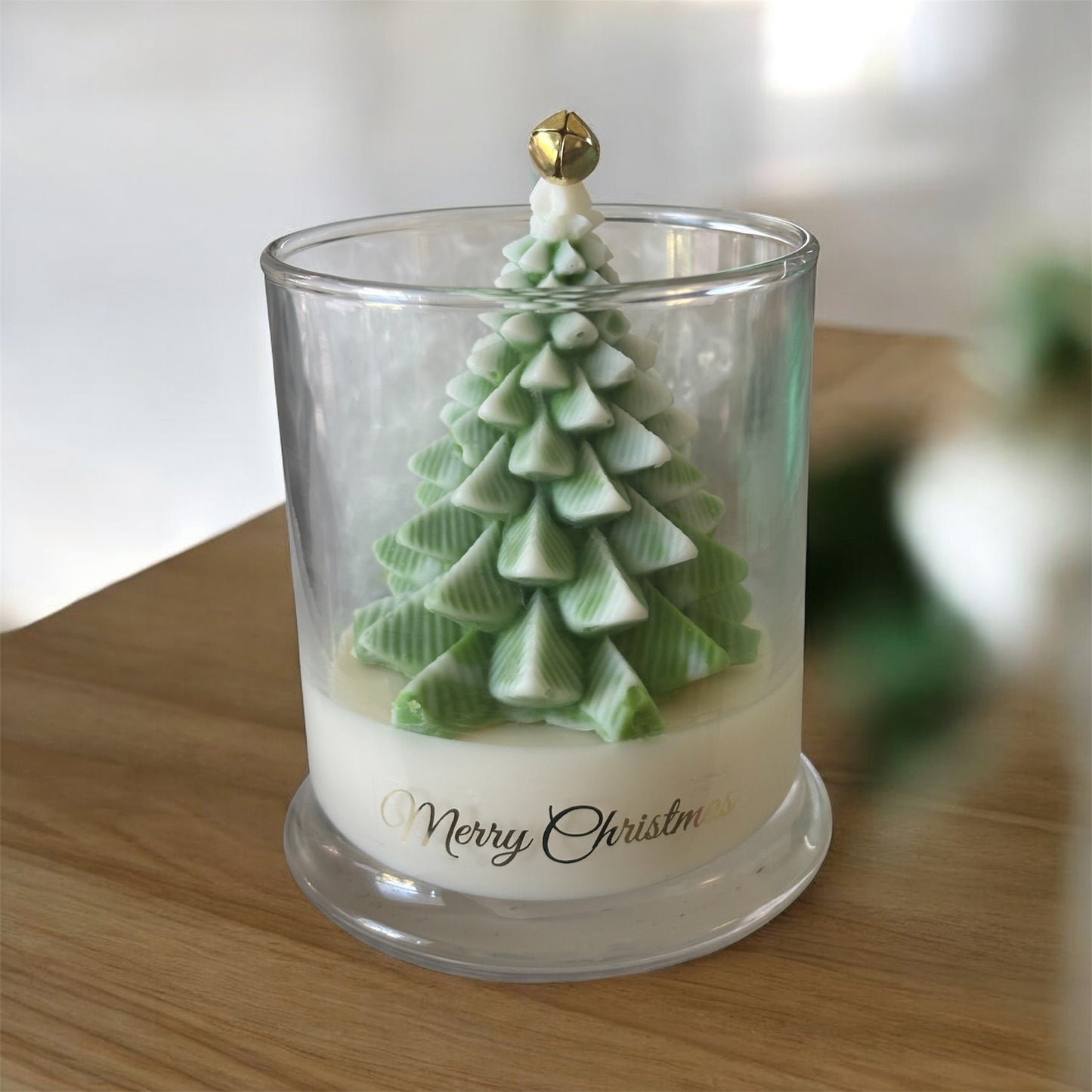 Elegant Christmas Tree Topped Candle