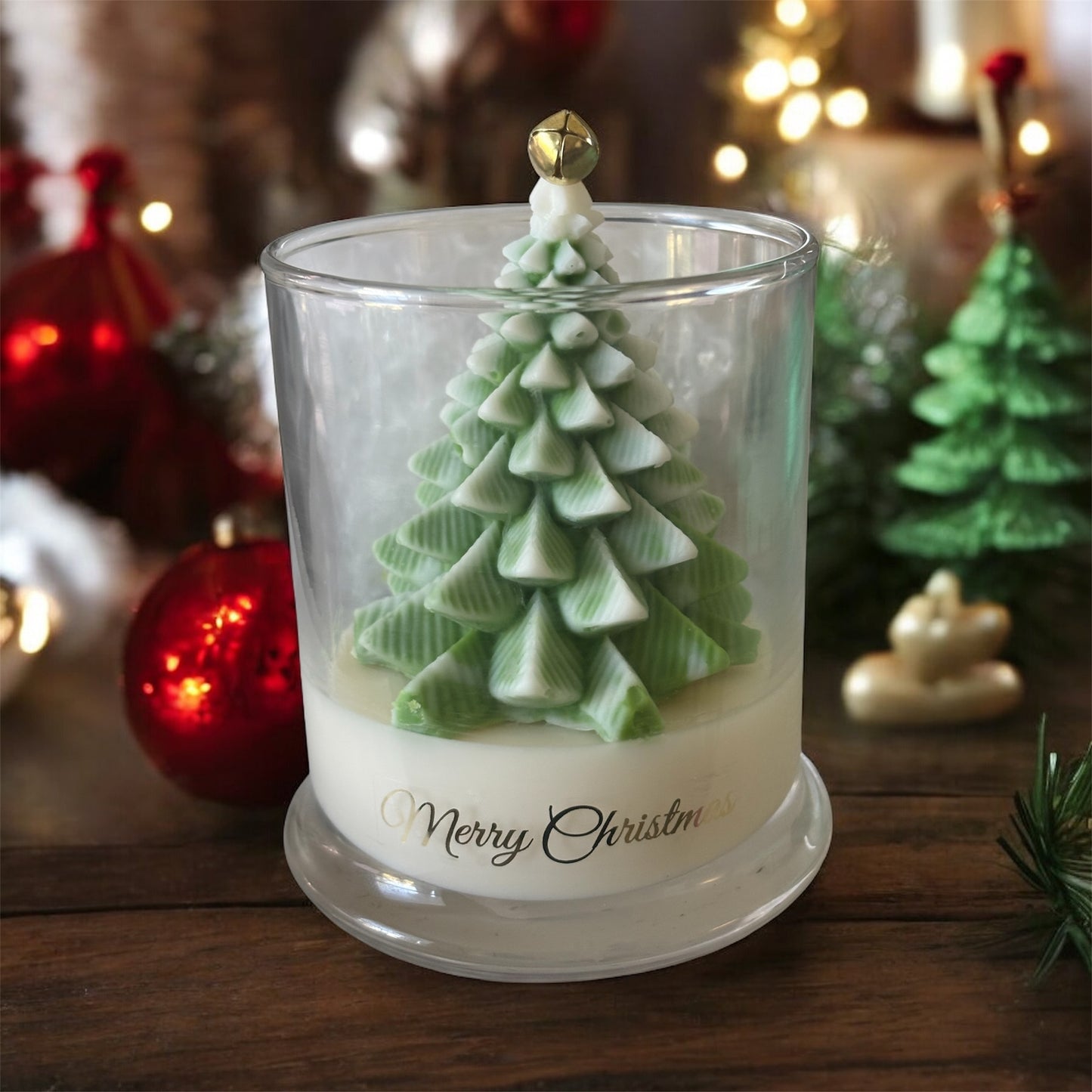 Elegant Christmas Tree Topped Candle