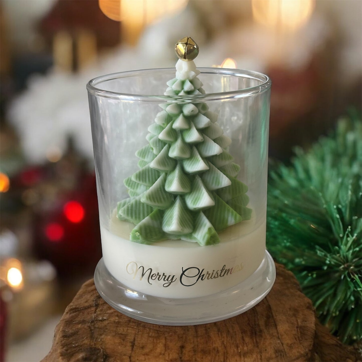 Elegant Christmas Tree Topped Candle