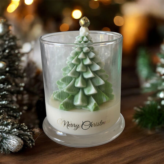Elegant Christmas Tree Topped Candle