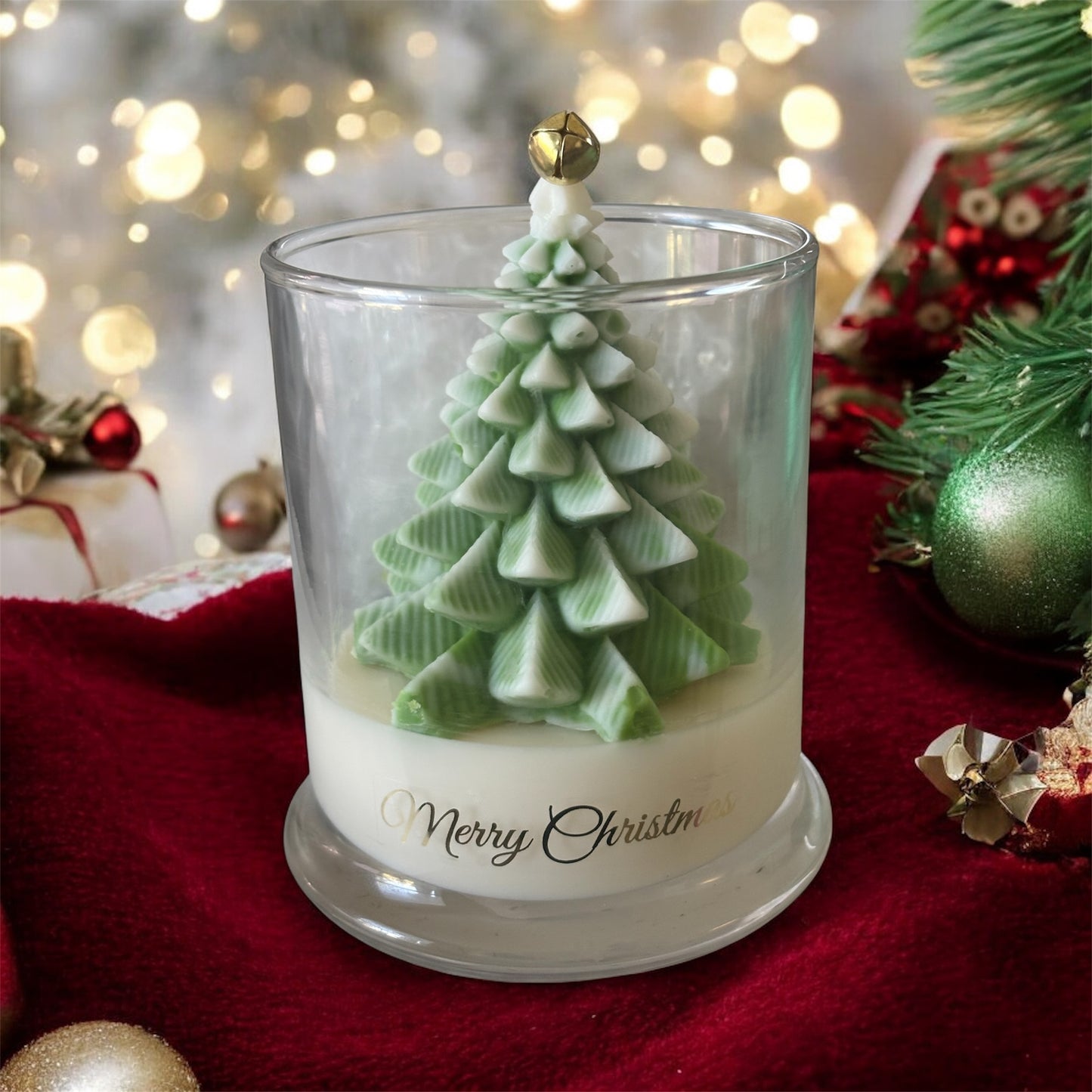 Elegant Christmas Tree Topped Candle