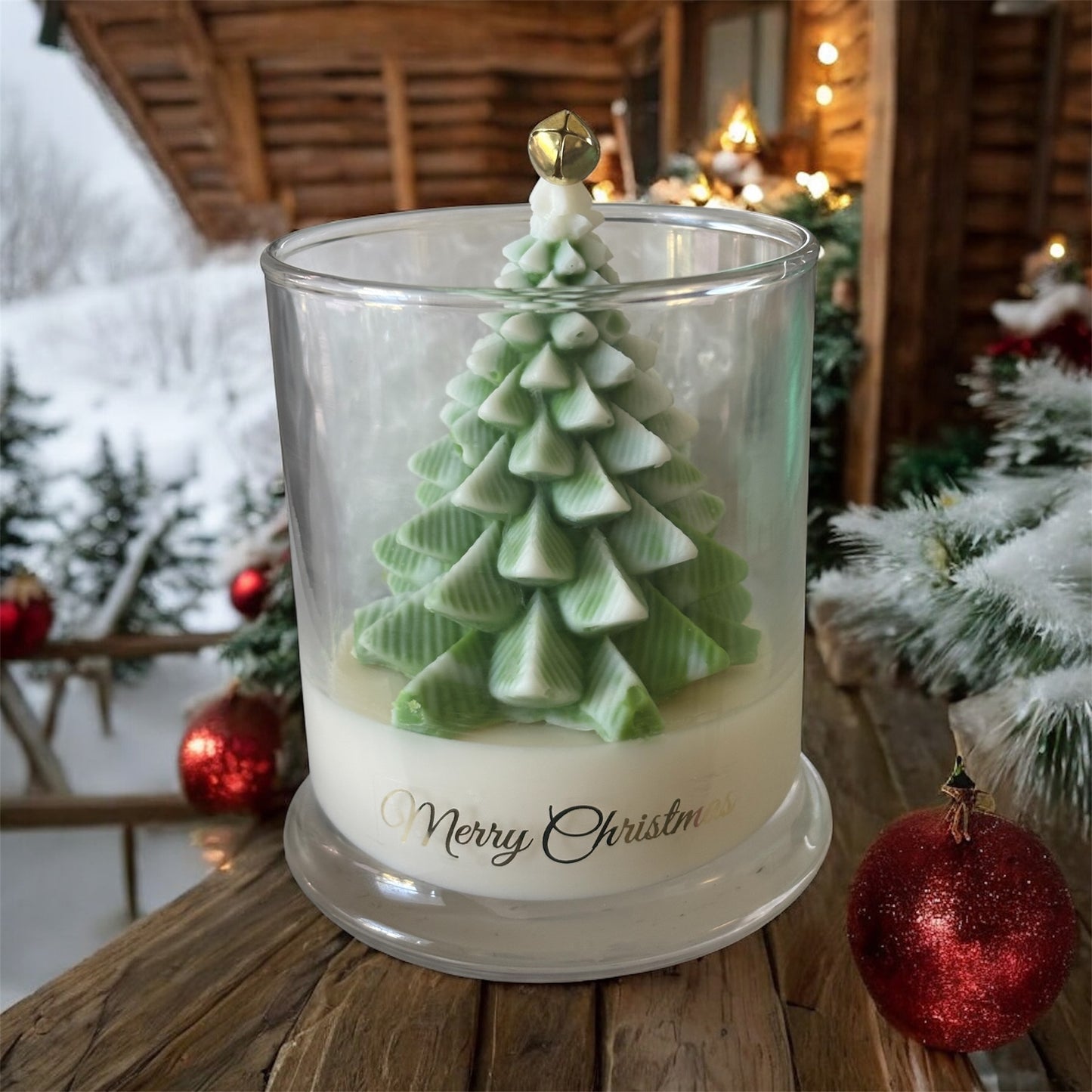 Elegant Christmas Tree Topped Candle