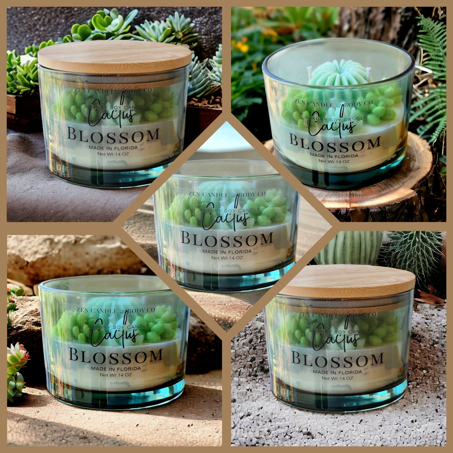 Succulent Scented Soy Wax Candle (Green)
