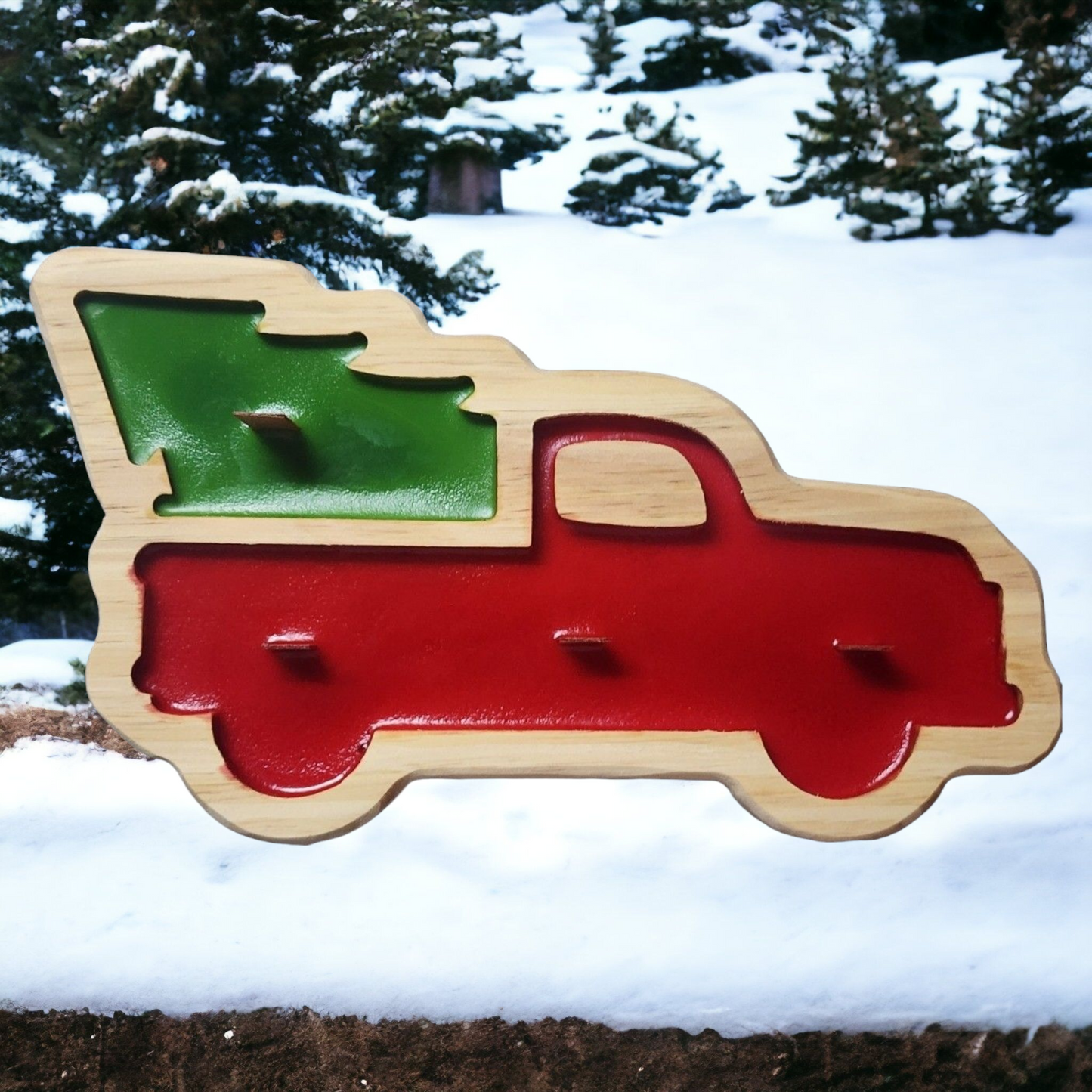 Wooden Holiday Truck Soy Wax Candle (Red)